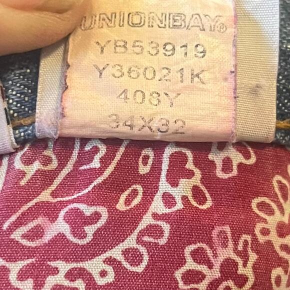 VTG 90s Unionbay Wide Leg Baggy Jeans Mens 34x32 Grunge Faded Skater Hong Kong - Picture 9 of 11